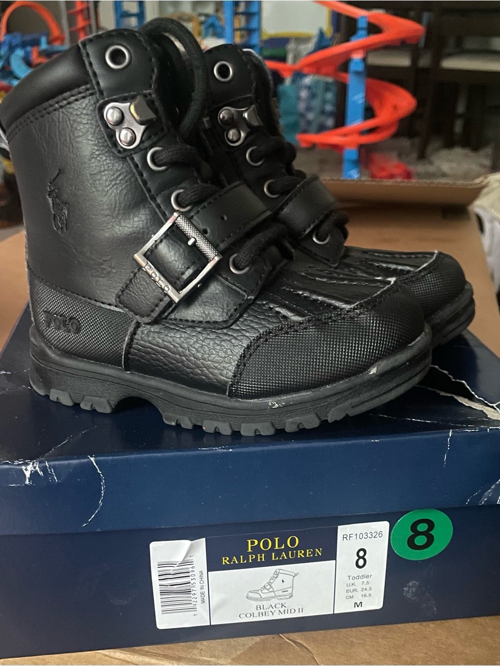 Polo by Ralph Lauren Toddler Black Lace-Up Buckle Boots